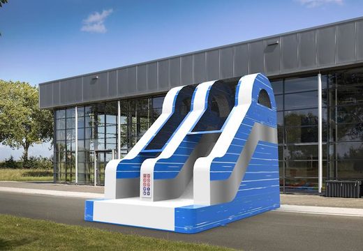 An inflatable dryslide S12 in blue-white-silver colors for both young and old for sale. Order inflatable dryslides online at JB Inflatables America