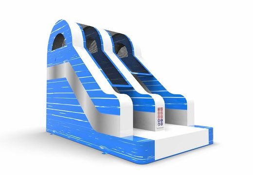 Get an inflatable dryslide S12 in blue-white-silver colors for both young and old. Order inflatable dryslides online at JB Inflatables America