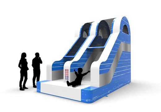 Unique inflatable dryslide S12 in blue-white-silver colors for both young and old for sale. Buy inflatable reclame dryslides online at JB Inflatables America
