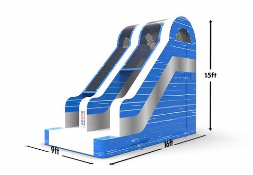An inflatable dryslide S15 in blue-white-silver colors for both young and old for sale. Order inflatable dryslides online at JB Inflatables America