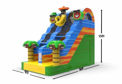 Order an inflatable dryslide S15 in caribbean theme for both young and old. Inflatable commercial dryslides online for sale at JB Inflatables America