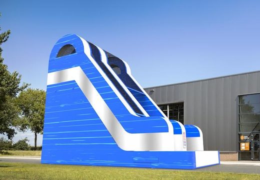 Buy an inflatable dryslide S18  in the colors blue-white-silver for both young and old. Order inflatable commercial dryslides online at JB Inflatables America