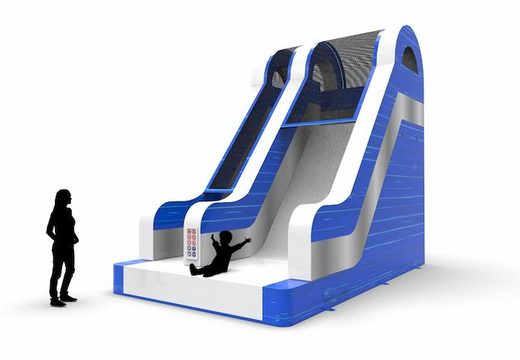Unique inflatable dryslide S18 in blue-white-silver colors for both young and old for sale. Buy inflatable reclame dryslides online at JB Inflatables America  
