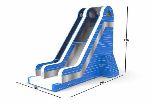 An inflatable dryslide S22 in blue-white-silver colors for both young and old for sale. Order inflatable dryslides online at JB Inflatables America