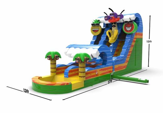 Buy an inflatable waterslide D18 in caribbean theme for both young and old. Order inflatable commercial waterslides online at JB Inflatables America
