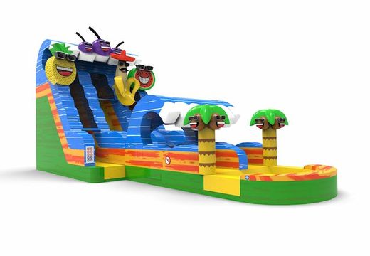 An inflatable waterslide D18 in theme caribbean for both young and old for sale. Order inflatable waterslides online at JB Inflatables America