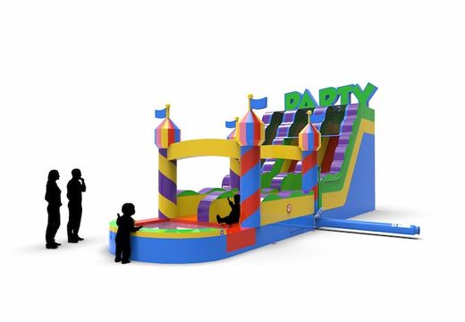 Buy an inflatable waterslide D18 in party theme for various occasions. Order wholesale inflatable waterslides online at JB Inflatables America
