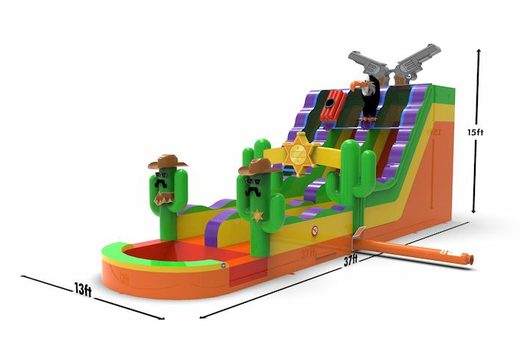 Buy an inflatable waterslide D18 in theme Texas for both young and old. Order inflatable manufactured waterslides online at JB Inflatables America