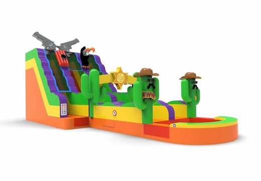 Unique inflatable waterslide D18 in Texas theme for both young and old for sale. Buy inflatable reclame waterslides online at JB Inflatables America