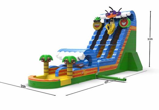 Order an inflatable waterslide D22 in caribbean theme for both young and old. Inflatable commercial waterslides online for sale at JB Inflatables America