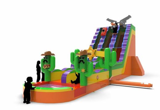 Buy an inflatable waterslide D22 in theme Texas for both young and old. Order inflatable manufactured waterslides online at JB Inflatables America