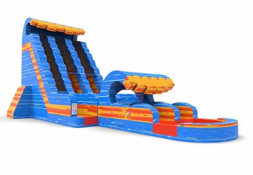 Buy an inflatable waterslide D22 in waterfall theme for both young and old. Order inflatable commercial waterslides online at JB Inflatables America