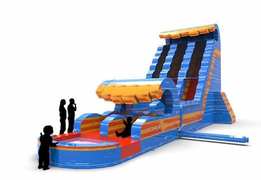 An inflatable waterslide D22 in theme waterfall for both young and old for sale. Order inflatable waterslides online at JB Inflatables America