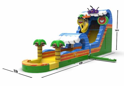 Order an inflatable waterslide S18 in caribbean theme for both young and old. Inflatable commercial waterslides online for sale at JB Inflatables America