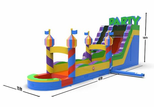 Buy an inflatable waterslide S18 in party theme for both young and old. Order inflatable commercial waterslides online at JB Inflatables America