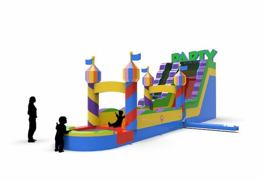 Buy an inflatable waterslide S18 in party theme for various occasions. Order wholesale inflatable waterslides online at JB Inflatables America