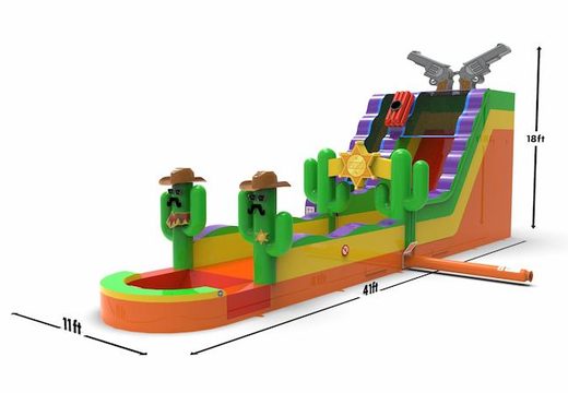 An inflatable waterslide S18 in theme Texas for both young and old for sale. Order inflatable waterslides online at JB Inflatables America