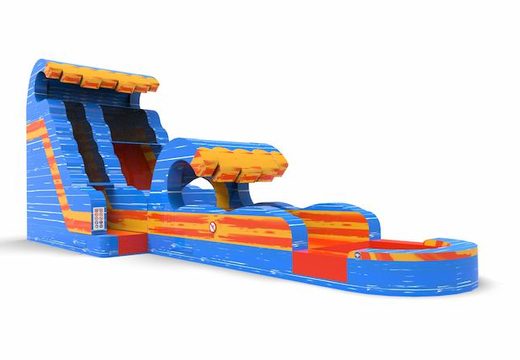 Buy an inflatable waterslide S18 in waterfall theme for both young and old. Order inflatable commercial waterslides online at JB Inflatables America