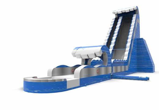 Unique inflatable waterslide S30 in  blue-white-silver colors for both young and old for sale. Buy inflatable reclame waterslides online at JB Inflatables America