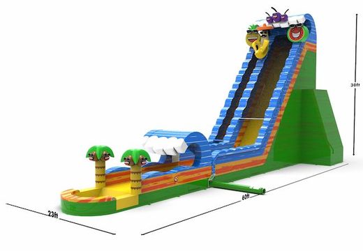 Buy an inflatable waterslide S30 in caribbean theme for both young and old. Order inflatable commercial waterslides online at JB Inflatables America
