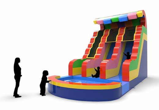 Buy an inflatable waterslide D18 in all colors for both young and old. Order inflatable commercial waterslides online at JB Inflatables America
