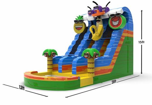 Order unique inflatable waterslide D18 in theme caribbean for both young and old. Buy inflatable reclame waterslides online at JB Inflatables America