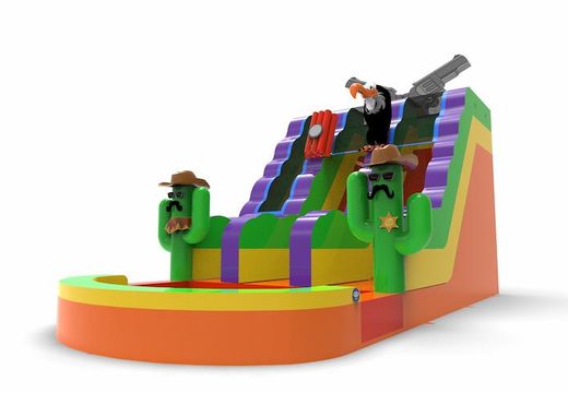Unique inflatable waterslide D18 in theme Texas for both young and old for sale. Buy inflatable reclame waterslides online at JB Inflatables America