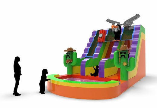 Buy an inflatable waterslide D18 in theme Texas for both young and old. Order inflatable manufactured waterslides online at JB Inflatables America