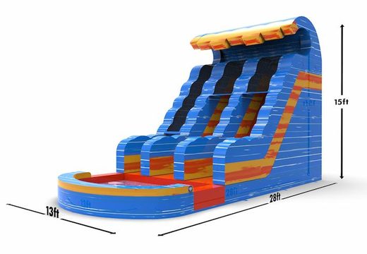 Buy an inflatable waterslide D18 in waterfall theme for both young and old. Order inflatable commercial waterslides online at JB Inflatables America