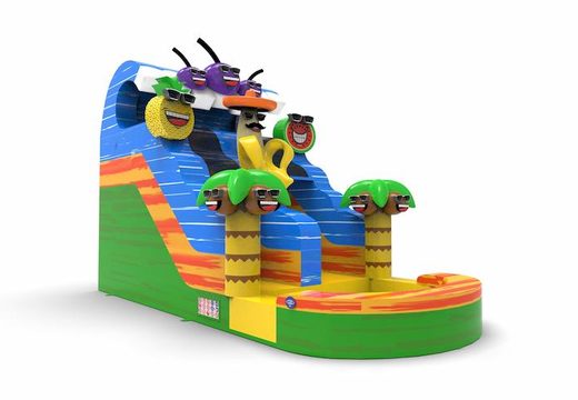 Order an inflatable waterslide S12 in caribbean theme for both young and old. Inflatable commercial waterslides online for sale at JB Inflatables America