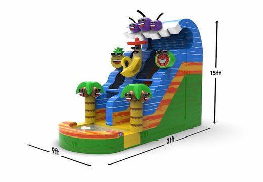 Unique inflatable waterslide S15 in theme caribbean for both young and old for sale. Buy inflatable reclame waterslides online at JB Inflatables America