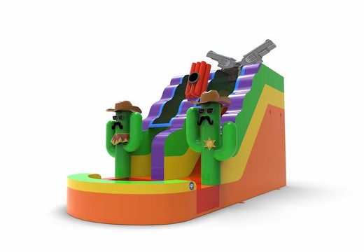 An inflatable waterslide S15 in theme Texas for both young and old for sale. Order inflatable waterslides online at JB Inflatables America