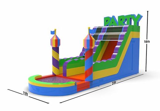 Buy an inflatable waterslide S18 in party theme for both young and old. Order inflatable commercial waterslides online at JB Inflatables America