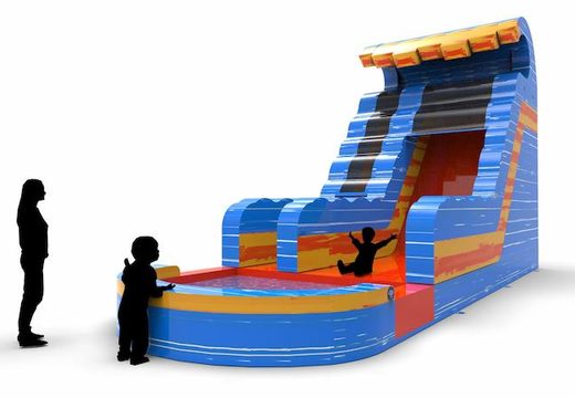 Buy an inflatable waterslide S18 in waterfall theme for both young and old. Order inflatable commercial waterslides online at JB Inflatables America