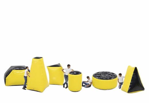 Buy an inflatable yellow battle obstacle set of 6 pieces for both young and old. Order inflatable battle obstacle sets now online at JB Inflatables America