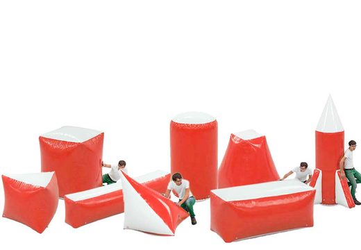 Buy inflatable red battle obstacle set of 8 pieces for both young and old. Order inflatable battle obstacle sets now online at JB Inflatables America
