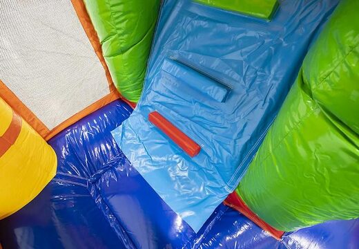 Multiplay lion themed inflatable bouncer with slide and obstacles for sale for kids