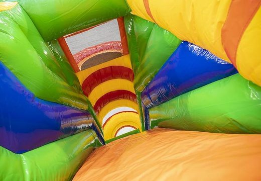 Buy multiplay inflatable bouncy castle in lion theme with slide and obstacles for kids