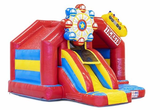 Order Slide combo inflatable bouncy castle in rollercoaster theme red for children