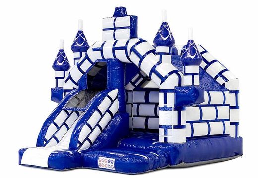 Slide Combo Inflatable Castle Themed Slide Inflatable Bouncer With Blue And White For Kids For Sale