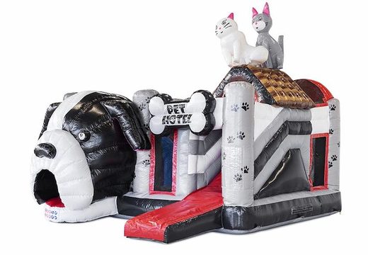 Animal themed inflatable bouncer with big dog slide for sale for kids