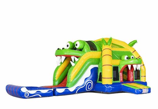 Order large inflatable bouncy castle with slide in crocodile theme