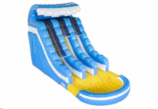 Buy a large inflatable slide in blue and yellow for children