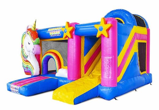 Order inflatable bouncy castle with slide in unicorn theme for children