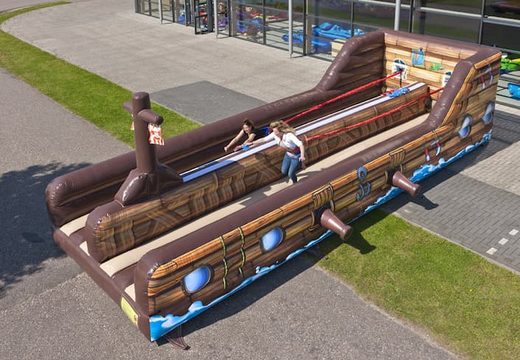 Professionele Bungeerun luchtkussen spel kopen voor zeskamp dorpsfeest actie in thema piraat voor kinderen bij JB Inflatables