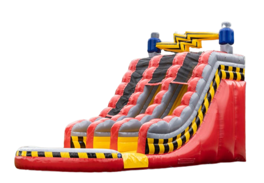 High voltage themed large inflatable double slide for kids for sale