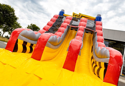 Order inflatable large red and yellow double slide for children to play on