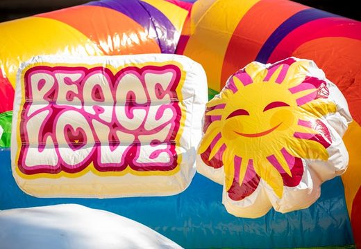 Order inflatable multiplay super bouncy castle in hippie theme with many colors for children