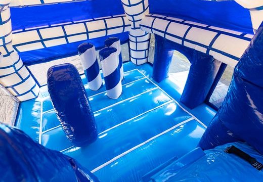 Order inflatable multiplay super bouncy castle with slide in castle theme blue
