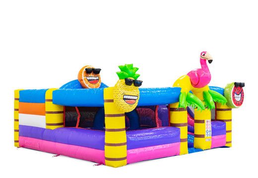 Order colored inflatable park in Flamingo theme for children. Buy inflatables online at JB Inflatables America